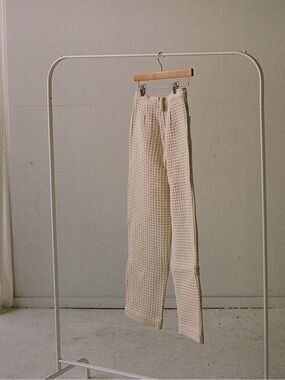 Soluna Collective Textured Wide-Leg Waffle Pants - Cream